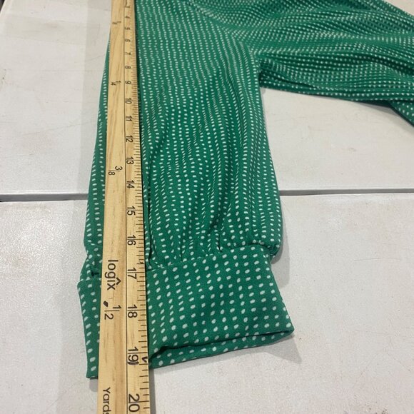Adrianna Papell Blouse Womens XL Green Polka Dot 3/4 Sleeve Stretchy Comfortable - Picture 10 of 11